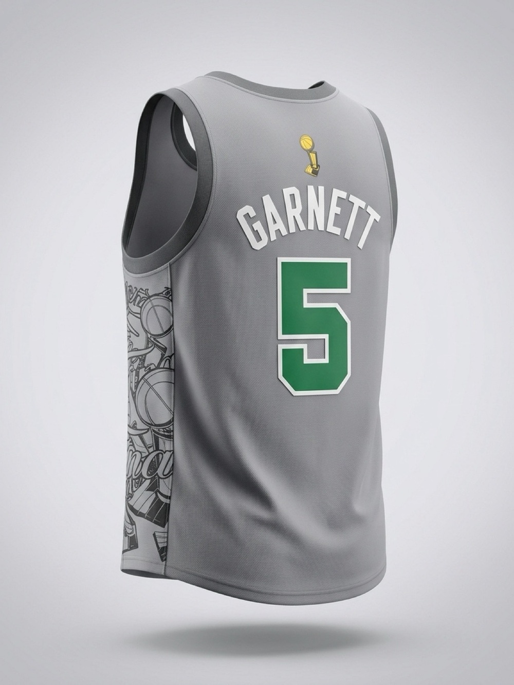 Garnett #5 Gray Kids Basketball Jersey